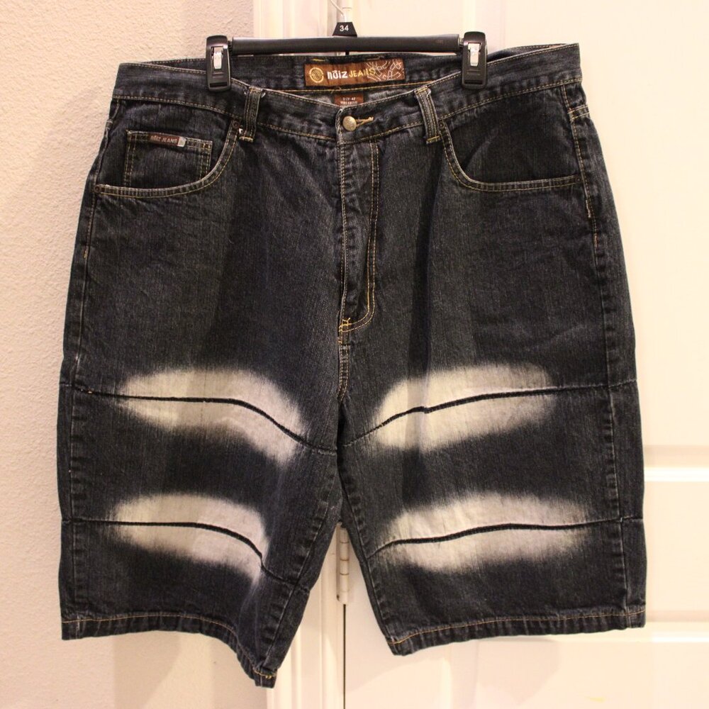 Vintage Noiz Jeans Baggy Faded Blue Denim Jean Shorts Skater 42x14